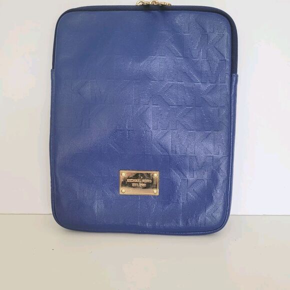 Michael Kors 8x10inch Ipad Tablet Case Sleeve Padded Bag Blue Cover Zip Logo - Picture 1 of 8